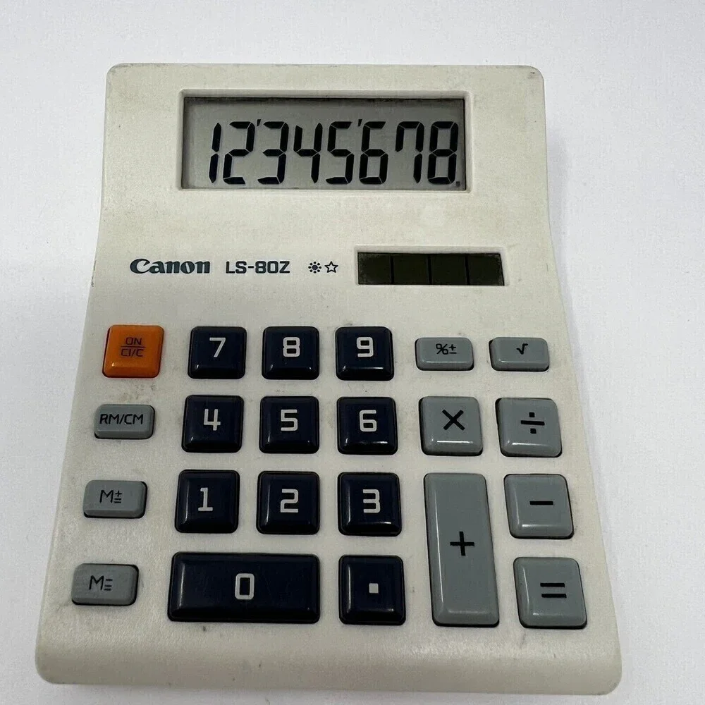 Canon Calculator Mini Solar Power Calculator Model LS-80Z Works